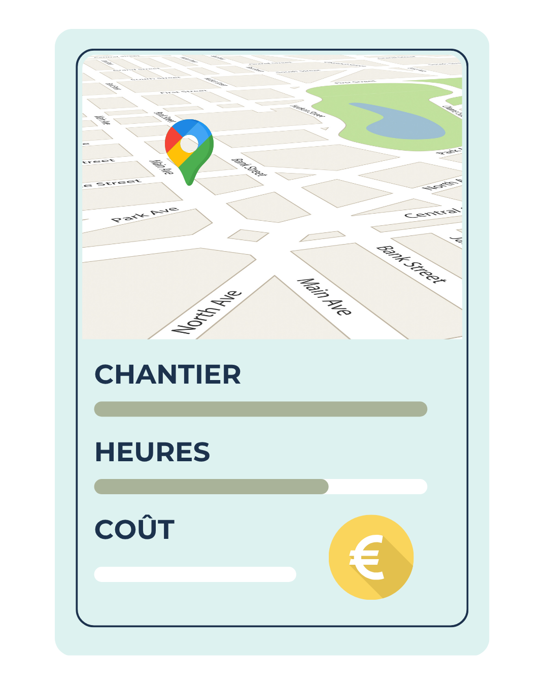 Vue de planification et suivi de chantier sur l’application Orgalia