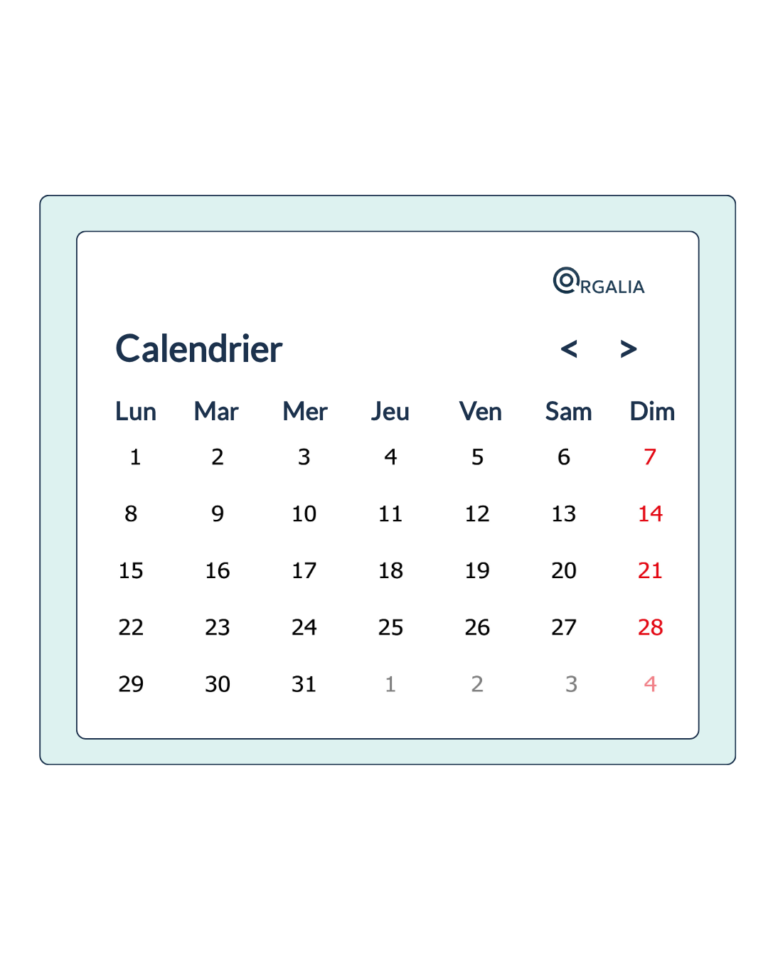 Interface de demande et validation de congés sur Orgalia